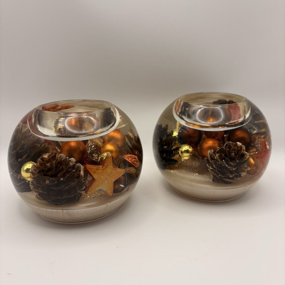 Dreamlight Glass Tea Light Candle Holders Traumlicht Fall Pinecone 3D Germany